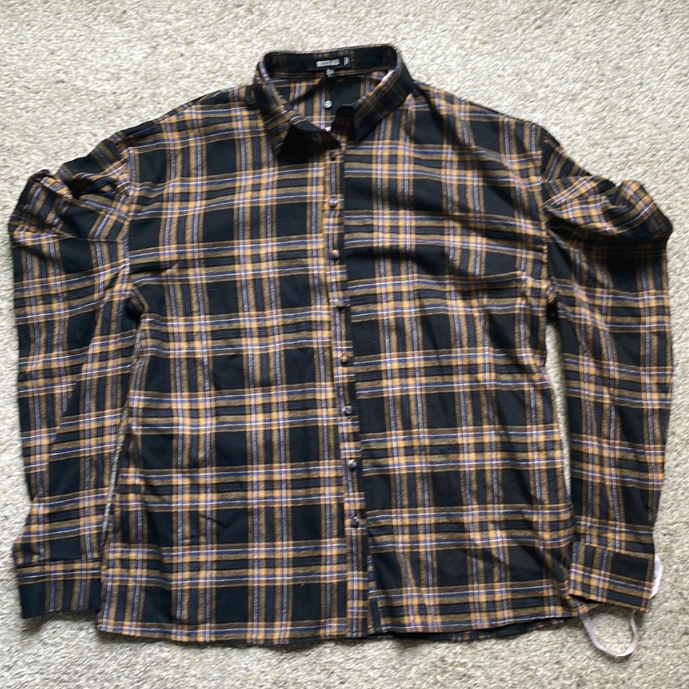 Misguided Oversized Checkered Shirt